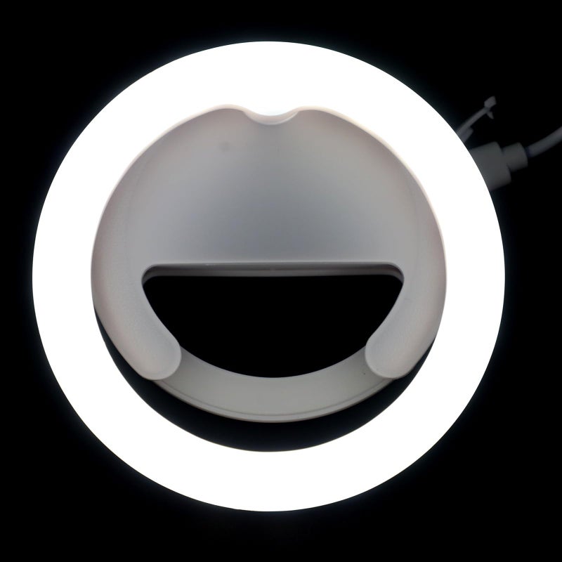 Portable Clip On Phone Ring Light with 3 Brightness Levels Rotatable for Selfie Live Streaming White - Image 2