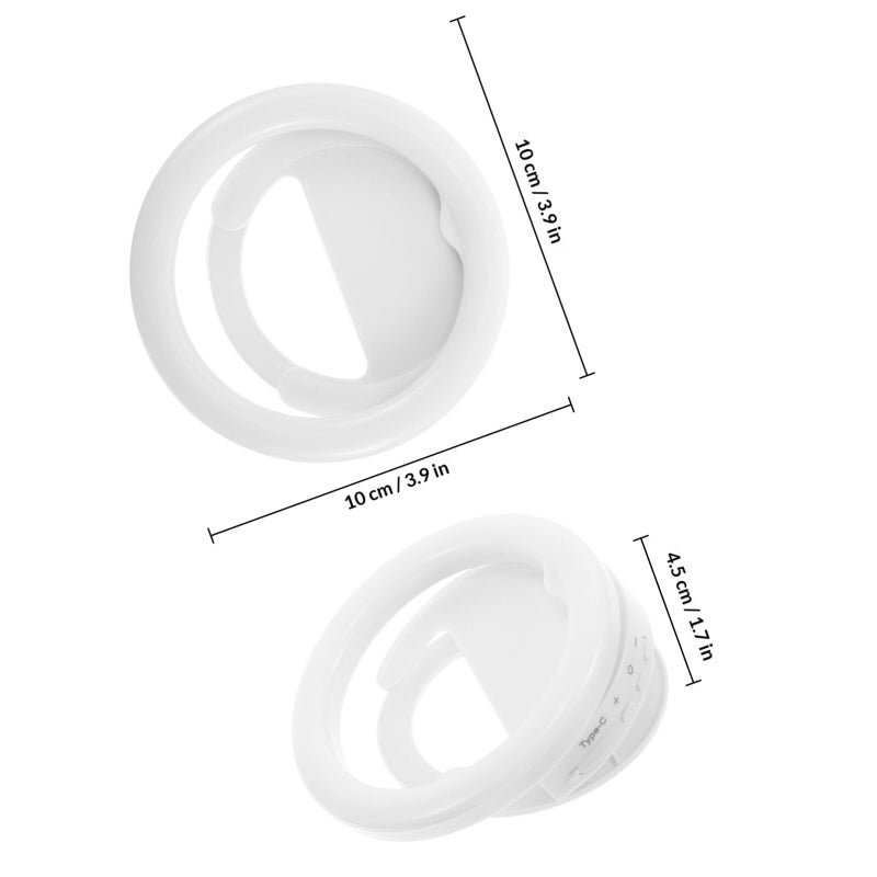 Portable Clip On Phone Ring Light with 3 Brightness Levels Rotatable for Selfie Live Streaming White - Image 3