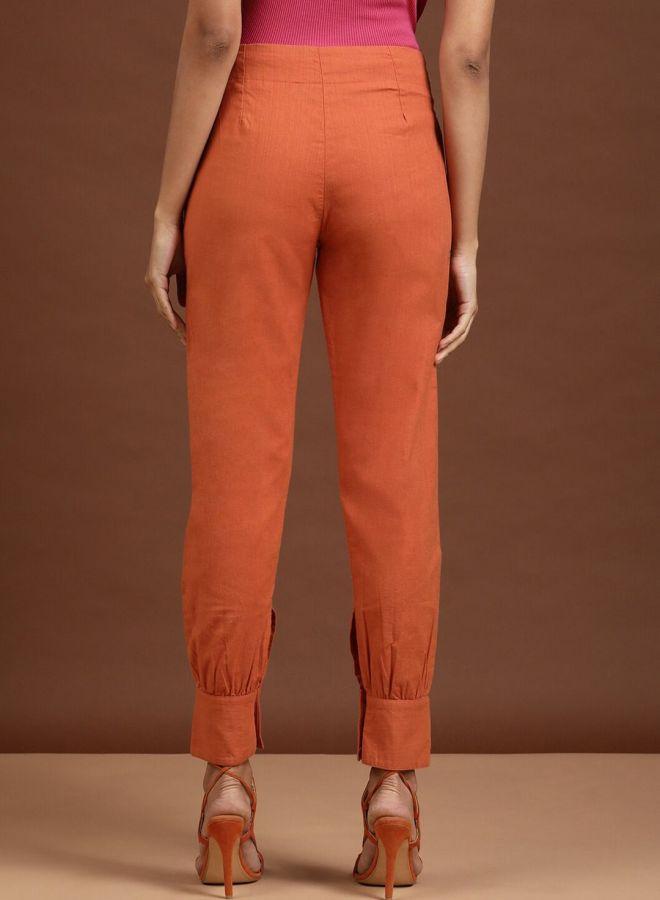 Freehand Women Orange Tapered Fit Solid Pants - Image 5