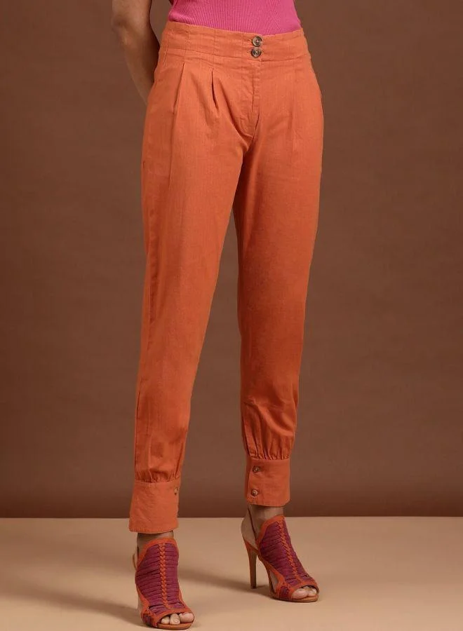 Freehand Freehand Women Orange Tapered Fit Solid Pants