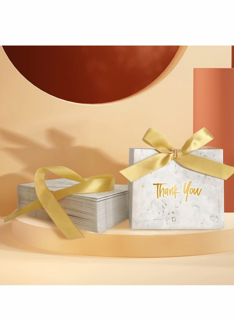 Zikra Small Thank You Gift Bags, Marble Pattern Party Favor Bags with Gold Bow Ribbon, Paper Bags for Birthday Wedding Bridesmaid Holiday Valentines Day (30Pack Gold 4.5x1.8x3.Inches) - Image 2