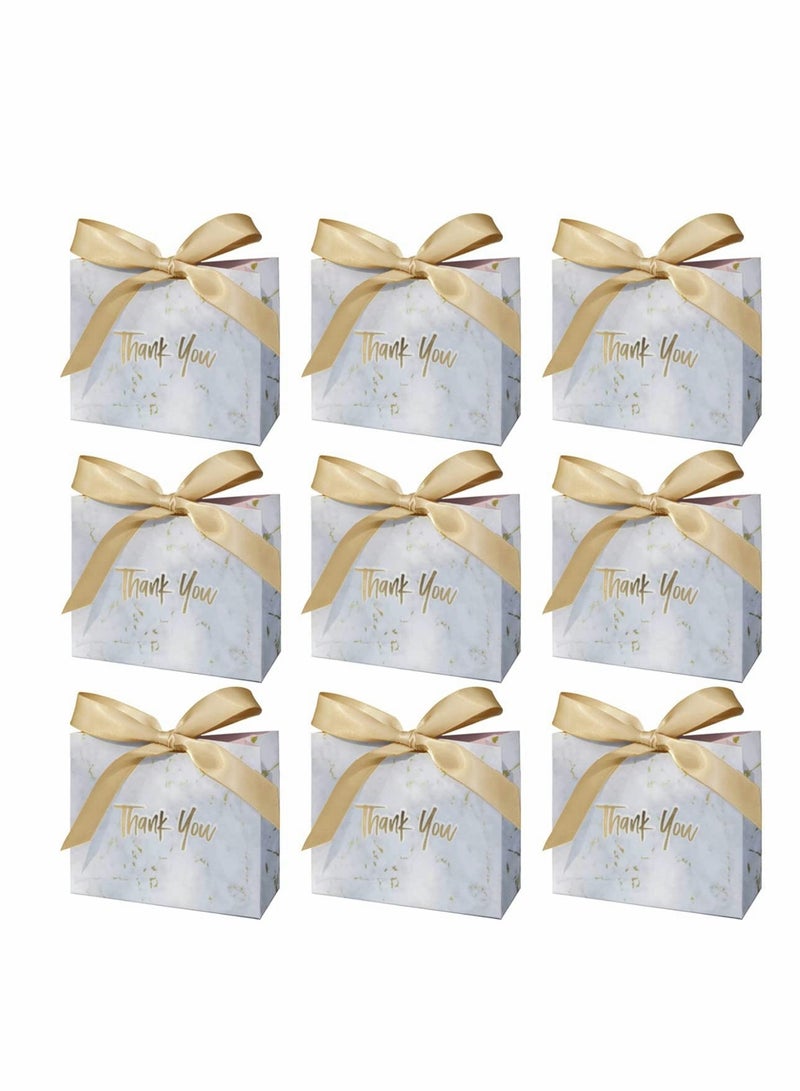 Zikra Small Thank You Gift Bags, Marble Pattern Party Favor Bags with Gold Bow Ribbon, Paper Bags for Birthday Wedding Bridesmaid Holiday Valentines Day (30Pack Gold 4.5x1.8x3.Inches) - Image 1