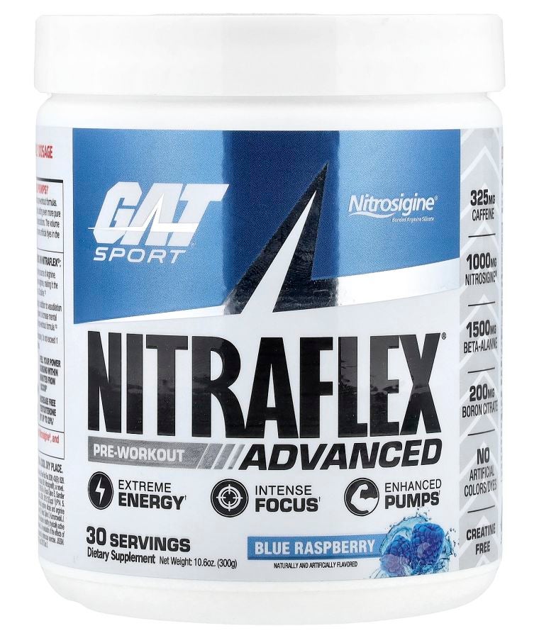 GAT Sport NITRAFLEX® Advanced Pre-Workout Blue Raspberry 10.6 oz (300 g)