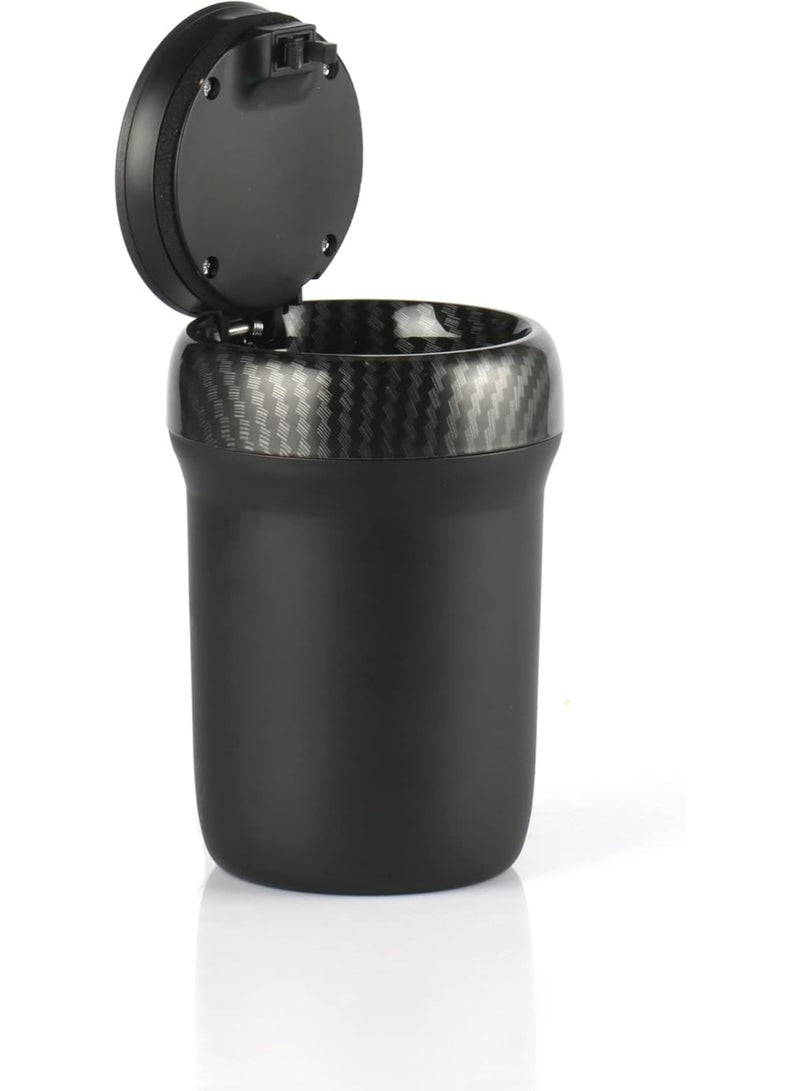jaexest Portable Car Ashtray with Lid, Detachable Ceramic Inner Smoke Cup Holder with LED Light, Windproof Smell Proof Auto Ash Tray & Mini Trash Can for Vehicles (Carbon Fiber) - Image 1