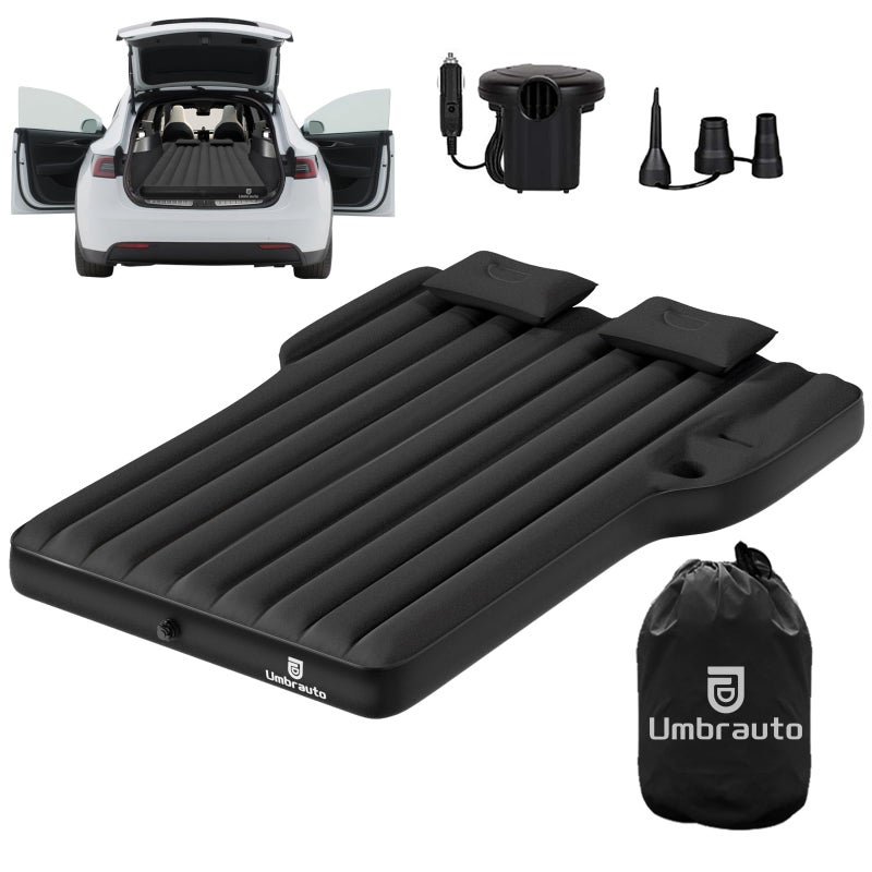 Umbrauto Air Mattress For Tesla Model Y  Custom Inflatable Camping Bed For Back Trunk  Upgraded Sleeping Pad W/Soft Flocking Surface  Durable 210T Fabric Bottom  Portable Pump For Suv Outdoor Travel - Image 1