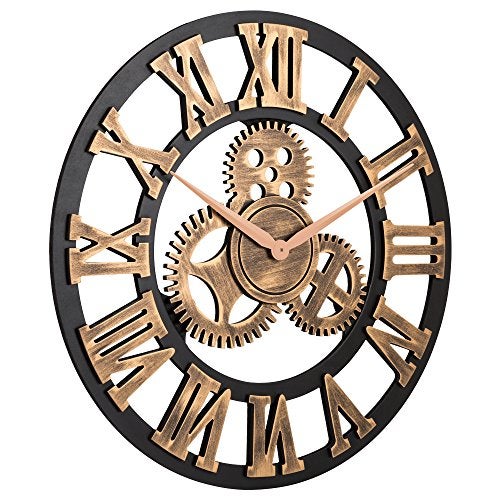 Oldtown Clocks 23" inch Noiseless Silent Non-Ticking Gears Not Moving Wall Clock (Roman Numeral,Anti-Bronze) - Image 2