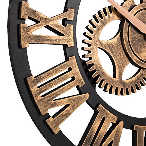 Oldtown Clocks 23" inch Noiseless Silent Non-Ticking Gears Not Moving Wall Clock (Roman Numeral,Anti-Bronze) - Image 3