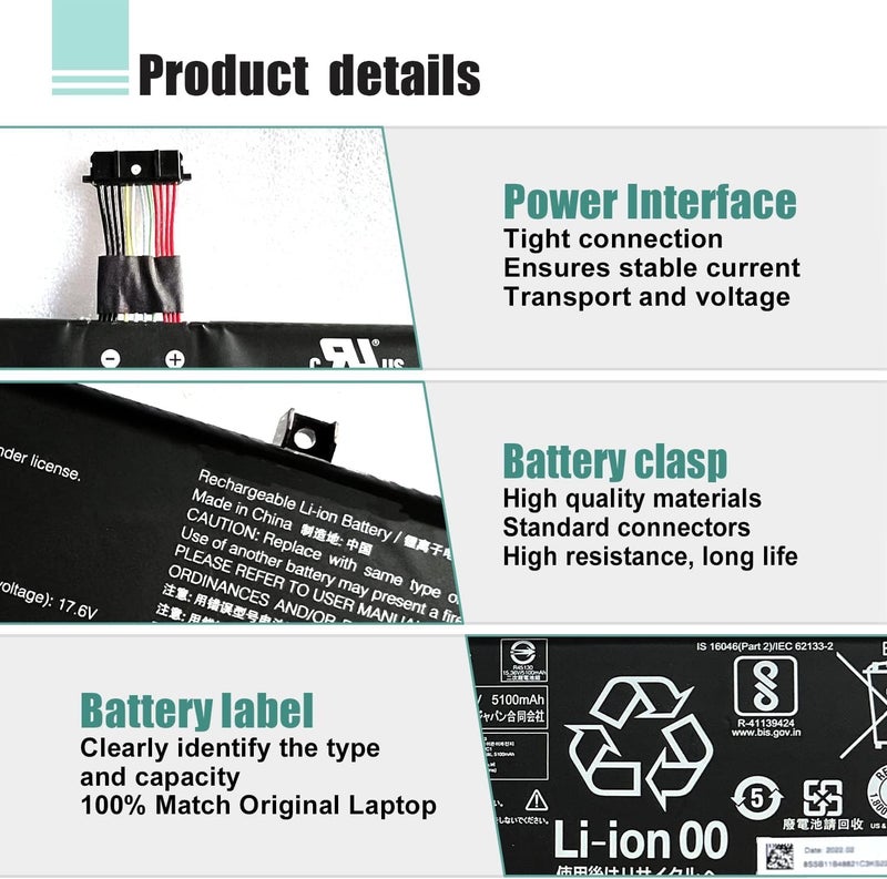 WISTAR L20C4PC1 Laptop Battery for Lenovo Legion 5 Pro-16ACH6 16ACH6H 16ITH6 16ITH6H Legion 5-15ITH6 15ITH6H 15ACH6 15ACH6A 15ACH6H Legion 7-16ITHg6 16ACHg6 Series L20M4PC1 L20D4PC1 80Wh - Image 2