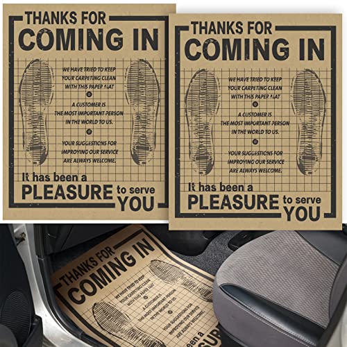 Woanger 800 Pcs Bulk Disposable Car Paper Floor Mats Automotive Kraft Paper Floor Mats for Vehicles Printed with Cute Footprint and Words for Car Dealerships 20 x 16 Inch(Brown) - Image 1