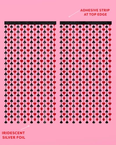 xo, Fetti Party Decorations Red and Black Casino Curtain - Set of 2 | Card Game Bachelorette Supplies, Vegas Birthday Photo Booth, Poker Party Backdrop - Image 5