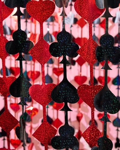 xo, Fetti Party Decorations Red and Black Casino Curtain - Set of 2 | Card Game Bachelorette Supplies, Vegas Birthday Photo Booth, Poker Party Backdrop - Image 4