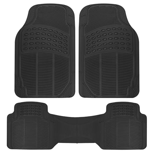 BDK ProLiner Floor Mats for Cars Trucks SUV 3Piece AllWeather Car Mats with Universal Fit Design Durable Car Floor Mats with Capture Ridges Waterproof Rubber Floor Mats for Cars Black