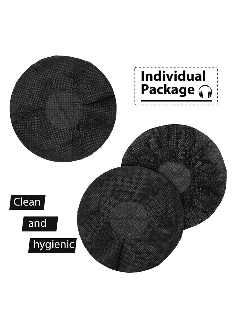 Disposable Headphone Covers Non-Woven Sanitary Headphone Ear Covers Black Fabric Headset Covers Ear Pad Covers for Headphones Dust-Proof Sanitary Headset Ear Pads 10-12cm 100 Pieces Black  - Image 3