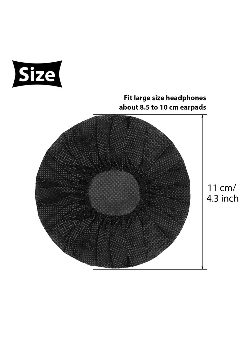 Disposable Headphone Covers Non-Woven Sanitary Headphone Ear Covers Black Fabric Headset Covers Ear Pad Covers for Headphones Dust-Proof Sanitary Headset Ear Pads 10-12cm 100 Pieces Black  - Image 5
