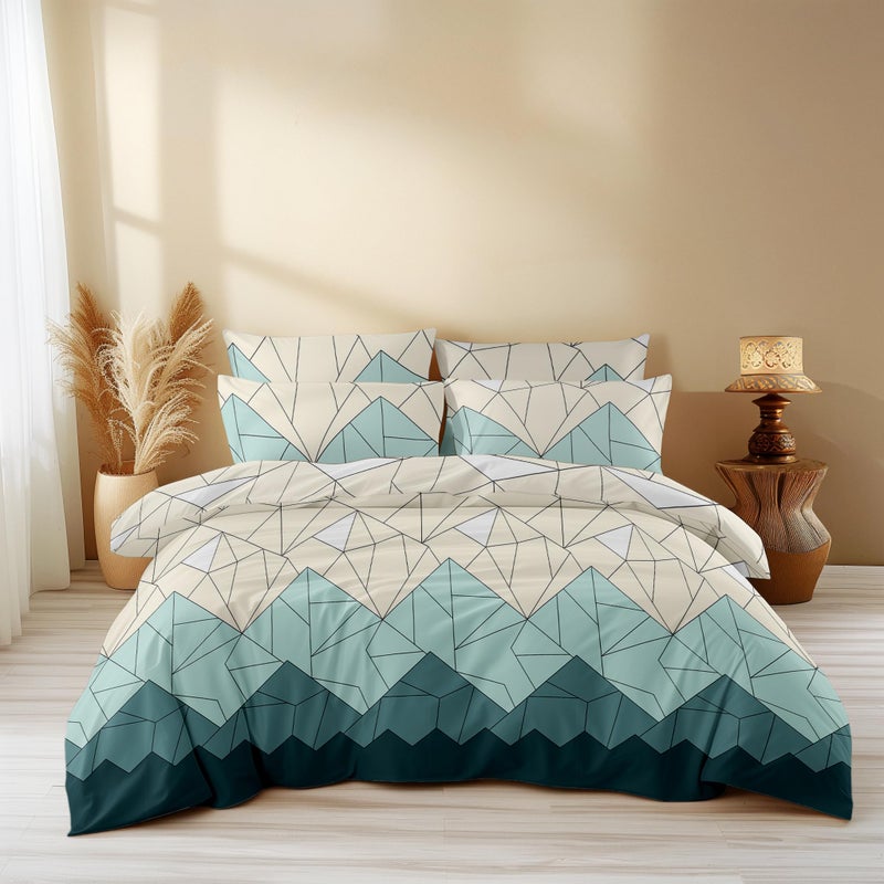 LOOMLYFE 300 TC All Season King Size AC Comforter || Blanket || Duvet with 1 King Size Elastic Fitted Bedsheet and 2 Large Pillow Cover - 4 Piece Comforter Set - BeigeGreenTRI - Image 5