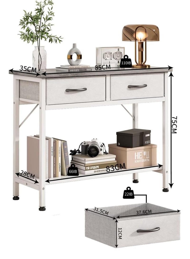 ZUIHAO Sofa Table with 2-Tier Storage Layers Console Table with 2 Cabinet,Console Display Shelf Kitchen Storage Cabinet for Dining Room Couch Living Room Grey 85 X 35 X 75cm - Image 2