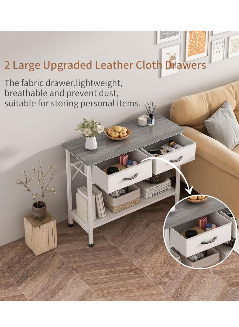 ZUIHAO Sofa Table with 2-Tier Storage Layers Console Table with 2 Cabinet,Console Display Shelf Kitchen Storage Cabinet for Dining Room Couch Living Room Grey 85 X 35 X 75cm - Image 4