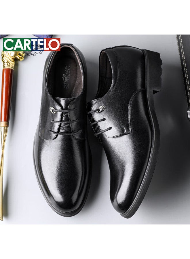 Cartelo British Leather Business Formal Casual Men's Low-top Lace-up Leather Shoes 511, Black, Size 39 - Image 3