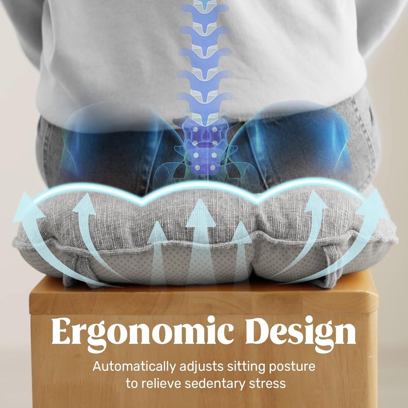 puredown ® Chair Cushions for Dining Chairs, Tufted Memory Foam Chair Pads with Non-Slip Backing, Kitchen Seat Cushions with Ties, Washable Seat Pad Set of 4, 15.5" x 15.5" x 4", Light Grey - Image 4