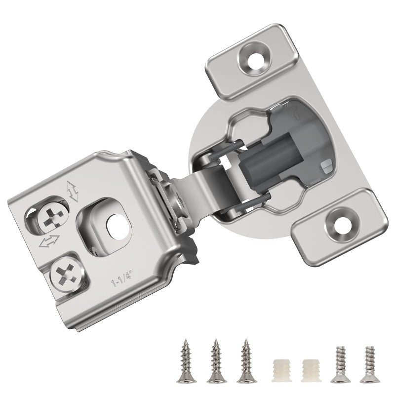 Furniware 10 Pieces 114 Overlay Concealed Face Frame Hinges 105 Open Angle 4 Level Soft Close Screw On Compact Cabinet Hingefor Face Frame Door Soft Close OnOff Switch Self Closing - Image 2