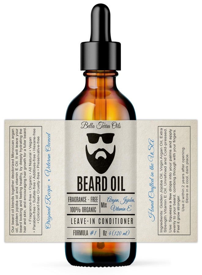 Bella Terra Oils - Beard Oil 4oz - Crafted with Genuine Natural Organic Vitamin E, Organic Jojoba & Argan, Classic Anti-Friz Formula, Elevating Beard Luster & Care - Image 2