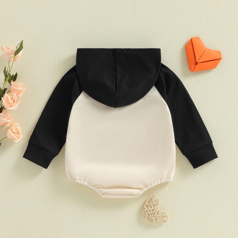 Thorn Tree Baby Boy Valentines Outfit Hooded Sweatshirt Bubble Romper Newborn Sweater Infant Onesie Hoodie (Black, 0-3 Months) - Image 4