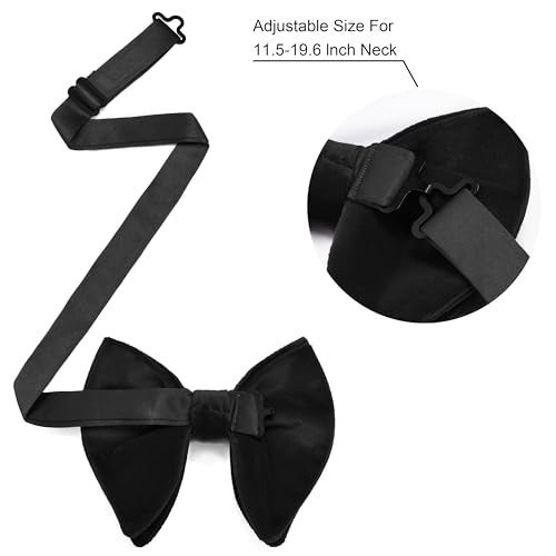 GUSLESON Solid Black Bow Ties For Men Velvet Pre-tied Bowtie and Pocket Square Cufflink Sets Adult Gifts (0571-18) - Image 3