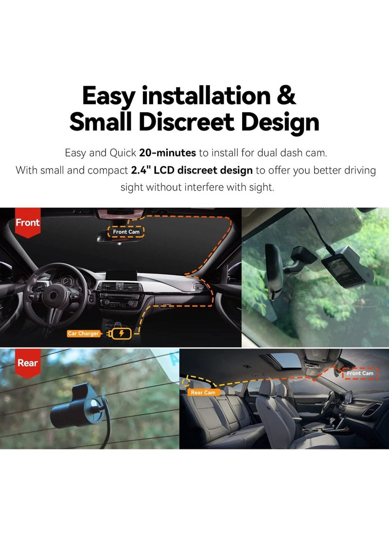 ddpai - 4K Dash Cam Front and Rear, Built-in GPS WIFI, 2160P Front, 1080P Rear Daul Dash Camera for Cars, Sony IMX415 Sensor, Super Night Vision, Dual Storage Design, 24H Parking Mode, G-Sensor, Z50-GPS - Image 1