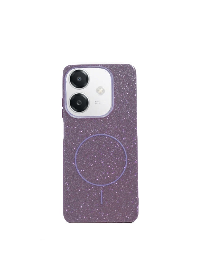 متوافق مع جراب خلفي لهاتف Oppo A3x من الكريستال اللامع البسيط متوافق مع Magsafe For - (أرجواني)