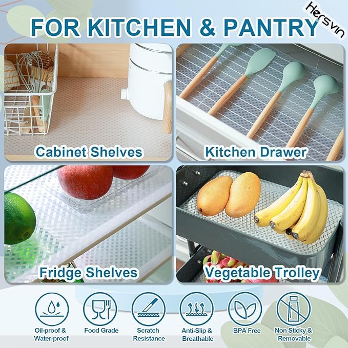 ElastPro ElastPro 45 cm X 3 m Transparent EVA Anti Slip MatSheet for Fridge Kitchen Drawer Shelf Liner Check Pattern Transparent  - Image 3