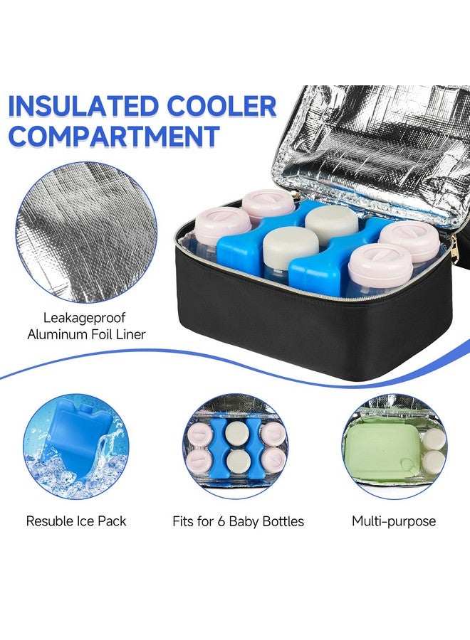 Jaffzora Wearable Breast Pump Bag with Cooler Compartment Fits for Willow/Elvie/Momcozy M5/S12 Pro/Medela, Breast Milk Travel Tote Bag with Ice Pack & Waterproof Mat,Black - Image 3