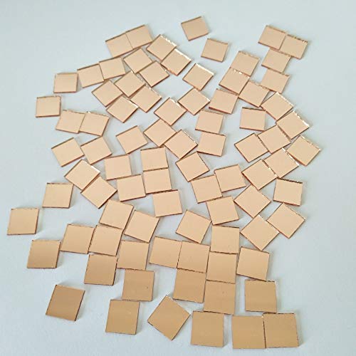 YongPan 200PCS Square Mirror Mosaic,Glass Mirror Mosaic Tiles,Crafts Glass Mirror Tiles, Real Square Glass Mirror Table Scatter (Light Rose Gold, 1/25 in) - Image 3
