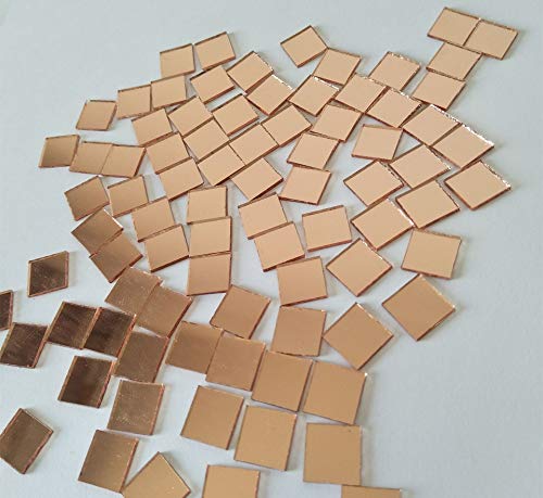 YongPan 200PCS Square Mirror Mosaic,Glass Mirror Mosaic Tiles,Crafts Glass Mirror Tiles, Real Square Glass Mirror Table Scatter (Light Rose Gold, 1/25 in) - Image 5