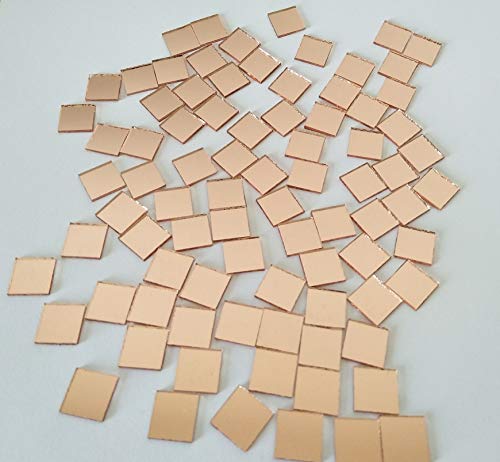YongPan 200PCS Square Mirror Mosaic,Glass Mirror Mosaic Tiles,Crafts Glass Mirror Tiles, Real Square Glass Mirror Table Scatter (Light Rose Gold, 1/25 in) - Image 2