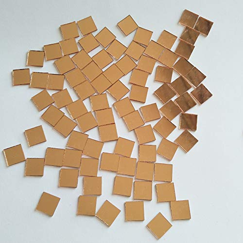 YongPan 200PCS Square Mirror Mosaic,Glass Mirror Mosaic Tiles,Crafts Glass Mirror Tiles, Real Square Glass Mirror Table Scatter (Light Rose Gold, 1/25 in) - Image 4