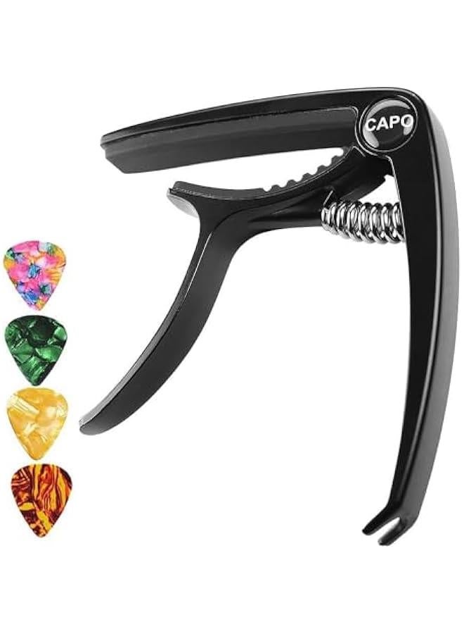 رينكس مشك كاو كرائي للجيتار م خليط معدي م الألوميوم لملحقات جيتار ليلي مادولي اجو مع 4 ريش، ملحقات جيتار اكوستيك كاو، أسود م جودر - Image 1