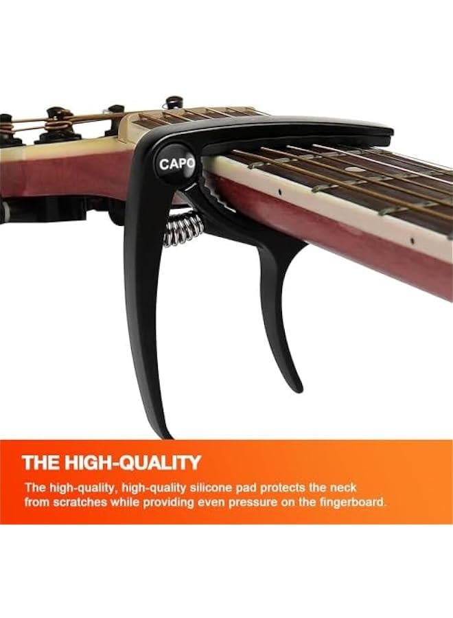 رينكس مشك كاو كرائي للجيتار م خليط معدي م الألوميوم لملحقات جيتار ليلي مادولي اجو مع 4 ريش، ملحقات جيتار اكوستيك كاو، أسود م جودر - Image 2