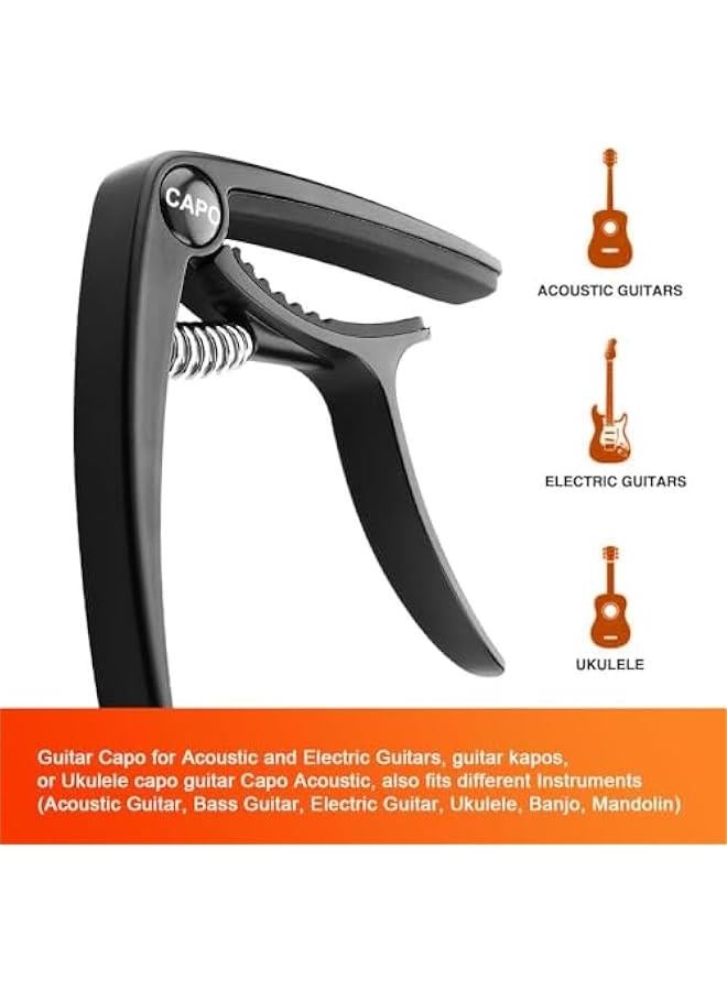 رينكس مشك كاو كرائي للجيتار م خليط معدي م الألوميوم لملحقات جيتار ليلي مادولي اجو مع 4 ريش، ملحقات جيتار اكوستيك كاو، أسود م جودر - Image 3