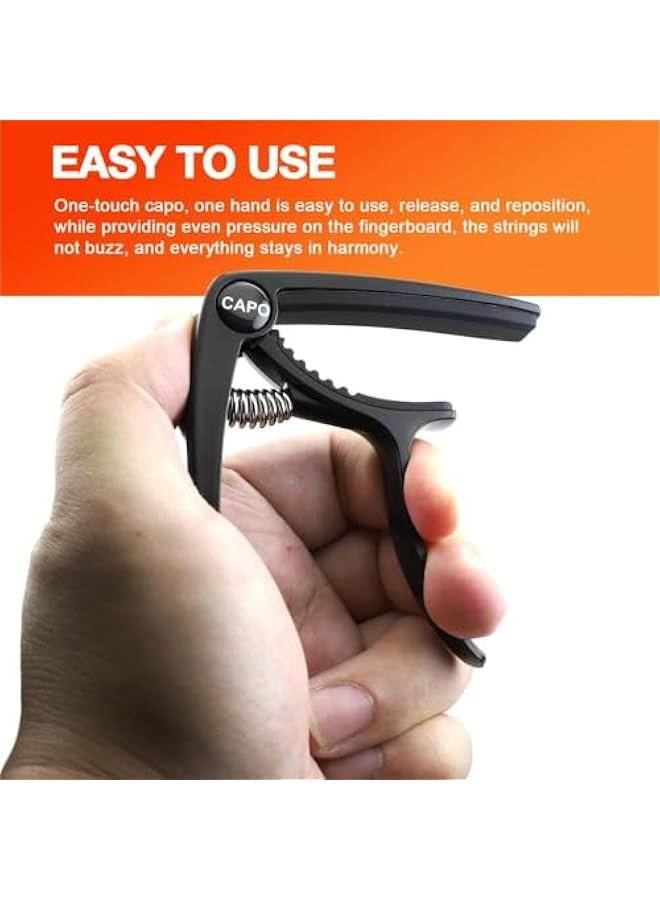 رينكس مشك كاو كرائي للجيتار م خليط معدي م الألوميوم لملحقات جيتار ليلي مادولي اجو مع 4 ريش، ملحقات جيتار اكوستيك كاو، أسود م جودر - Image 4