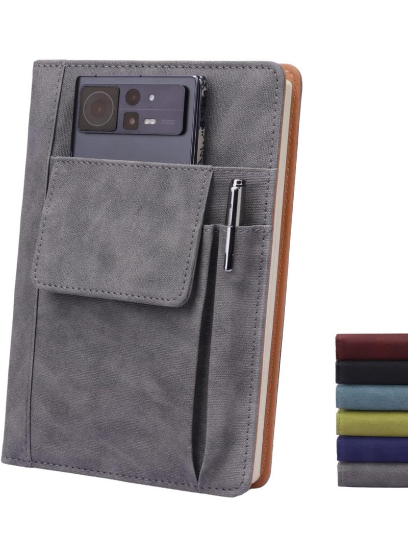 Little gorilla Refillable Lined Leather Journal Notebook, A5 Hardcover Journal Notebook, 80gsm 100 Pages Thick Paper Notebooks with Front Pockets and Pen Pocket for Men Women School, Travel, Business, Writing - Image 1