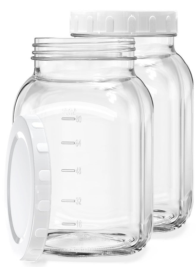 Folinstall 2 Pack 0.8 Gallon Glass Jar With Lid, 102 Oz Wide Mouth Mason Jars, Clear Glass Storage Jars With 2 Scale Marks, Canning Jars For Pickling, Rice, Sugar, Flour, Pasta - Image 1