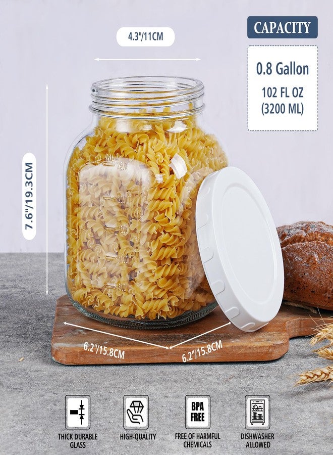 Folinstall 2 Pack 0.8 Gallon Glass Jar With Lid, 102 Oz Wide Mouth Mason Jars, Clear Glass Storage Jars With 2 Scale Marks, Canning Jars For Pickling, Rice, Sugar, Flour, Pasta - Image 5