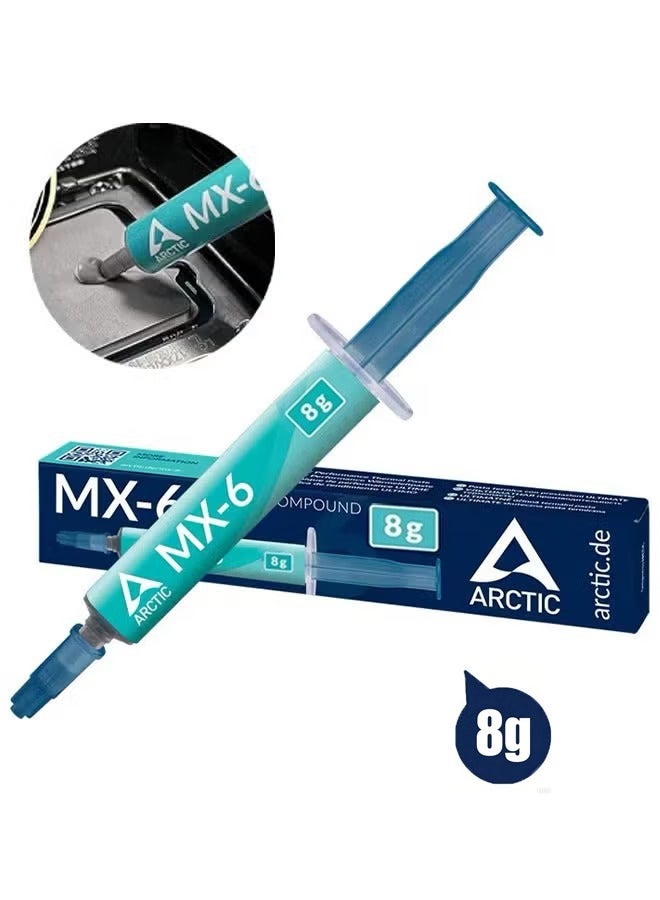 أركتيك MX-6 (8 جم) – معجون حراري فائق الأداء لوحدة المعالجة المركزية وكرت الشاشة وأجهزة الألعاب والحواسيب المحمولة – موصلية حرارية عالية جداً، متانة طويلة، غير موصل للكهرباء - Image 1