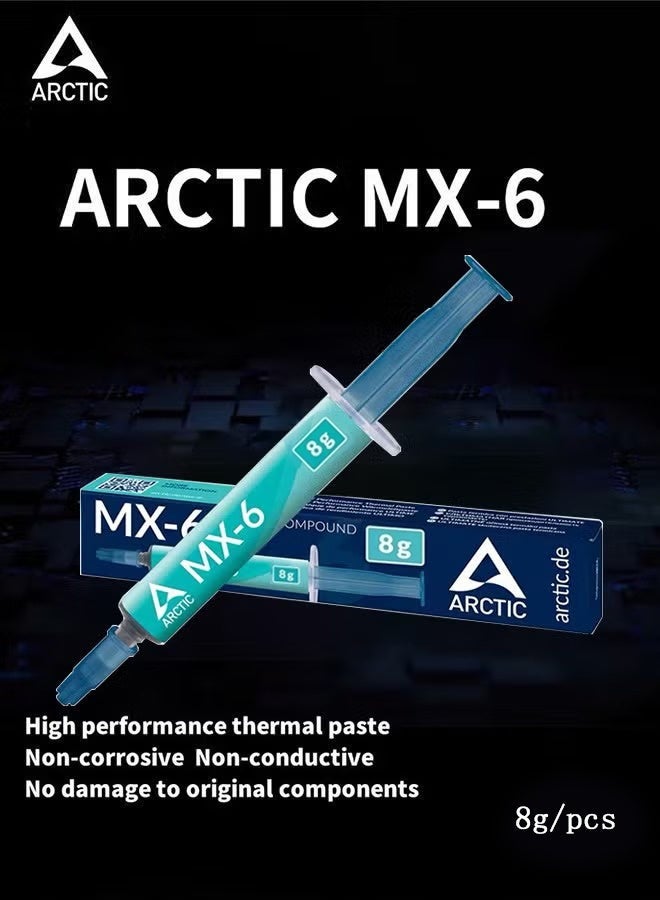 أركتيك MX-6 (8 جم) – معجون حراري فائق الأداء لوحدة المعالجة المركزية وكرت الشاشة وأجهزة الألعاب والحواسيب المحمولة – موصلية حرارية عالية جداً، متانة طويلة، غير موصل للكهرباء - Image 2