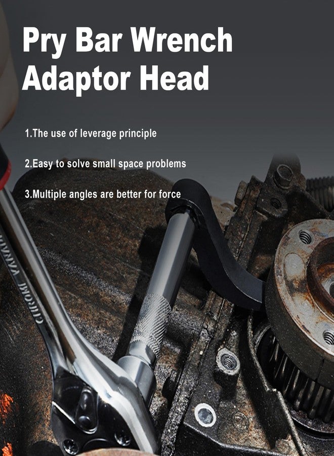XDENGP Pry Bar Wrench Adaptor Head, Crowbar Adapter Head, Adjustable Angle Head for Car Repairing Tools, Half Shaft Removal and Tight Spaces, Fits 1/2" Drive Ratchets Wrench - Image 4