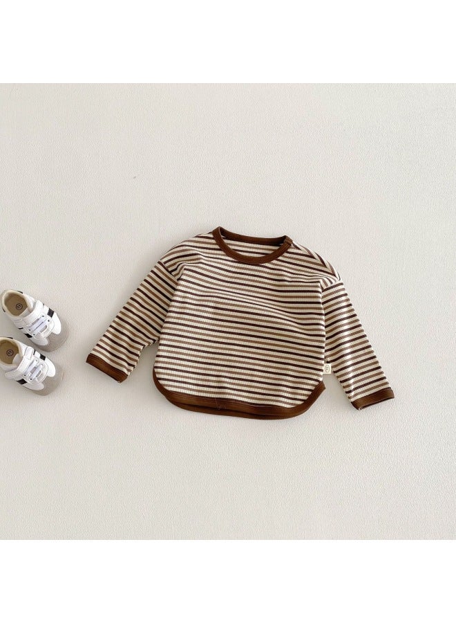 Baby Korean-style Striped T-shirt 2026 New Spring Girl Fashionable Color-blocking Base Shirt Children's Spring Wear Inner Layer Trendy
