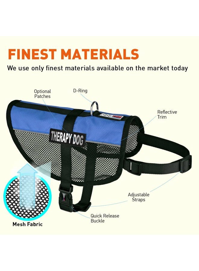 Dogline MaxAire Multi-Purpose Mesh Vest for Dogs and 2 Removable Therapy Dog Patches, Medium, Blue - Image 2