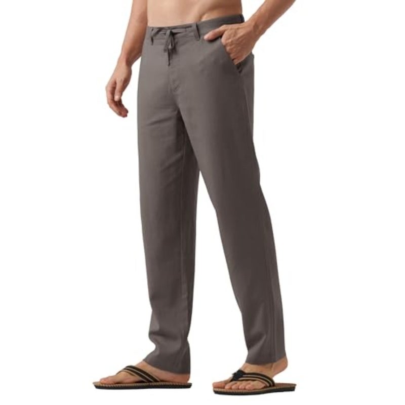 WILLIT Mens Linen Pants Casual Drawstring Lightweight Pants Cotton Linen Lounge Beach Summer Pants 30 - Image 2