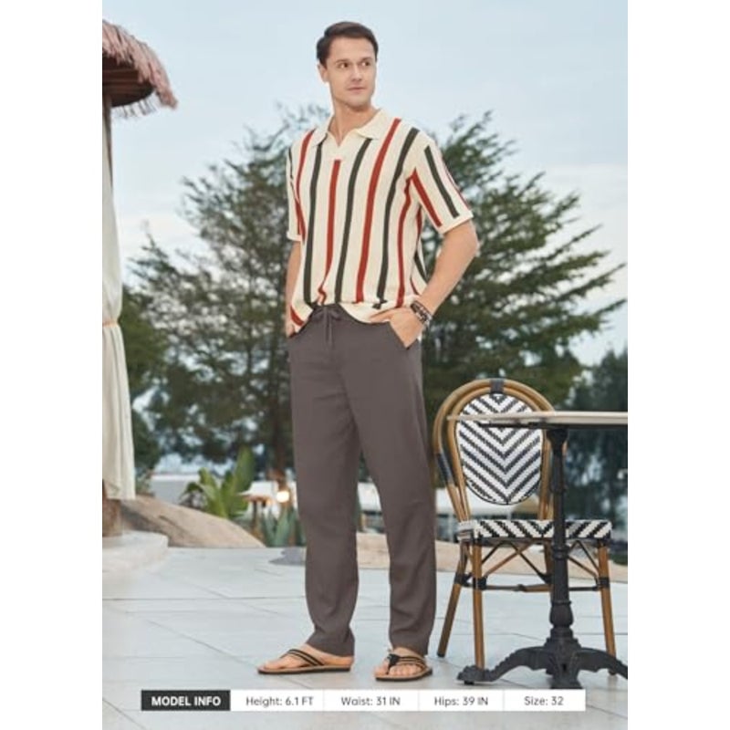 WILLIT Mens Linen Pants Casual Drawstring Lightweight Pants Cotton Linen Lounge Beach Summer Pants 30 - Image 3