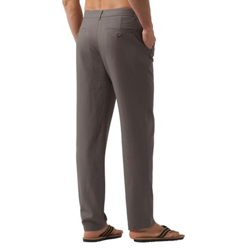 WILLIT Mens Linen Pants Casual Drawstring Lightweight Pants Cotton Linen Lounge Beach Summer Pants 30 - Image 4